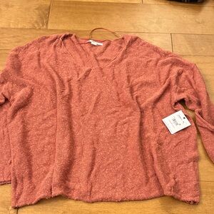 O'Neill Women's V-Neck Sweater in Coral Pink